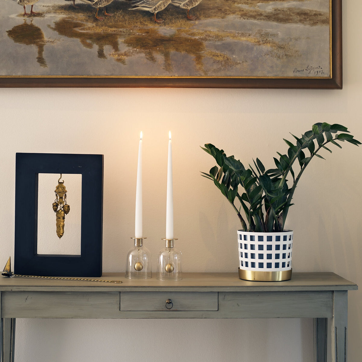 Trio Square White Flower Pot